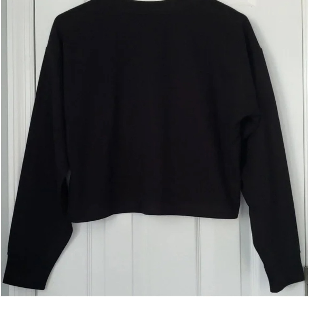Michael Kors Silver Logo Cropped Black Sweatshirt, Size M - Picture 6 of 9